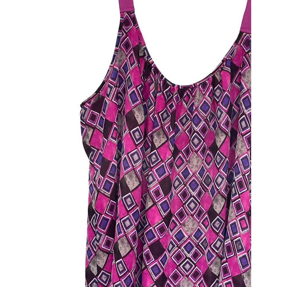 Lane Bryant Womens Plus Size 22 Purple Pink Geometric Layered Tank Top - Picture 2 of 6